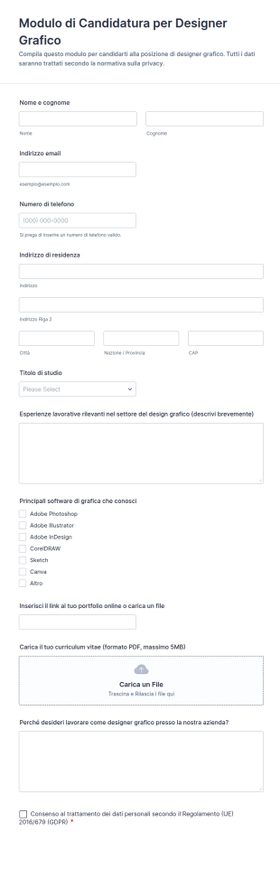 Modulo Di Candidatura Per Designer Grafico