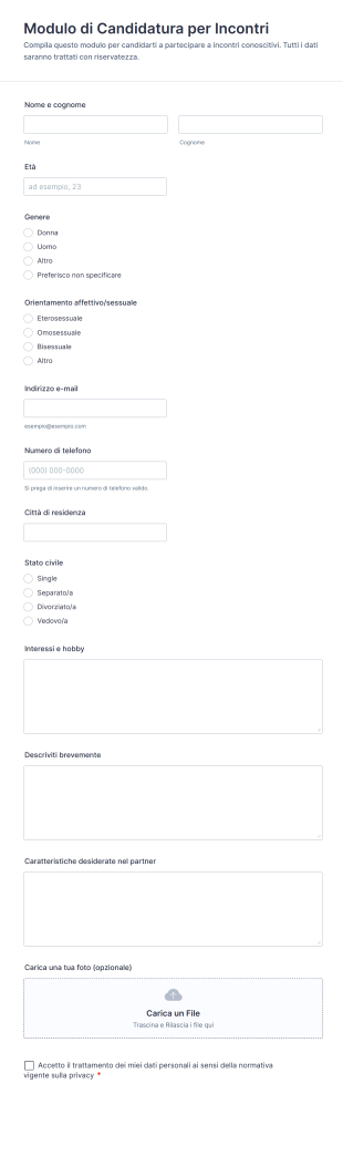 Modulo Di Candidatura Per Incontri