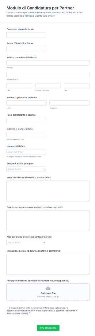 Modulo Di Candidatura Per Partner