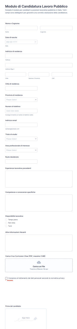 Modulo Di Candidatura Pubblica