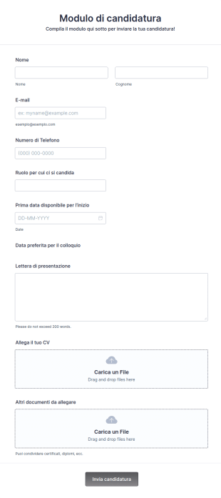 Modulo Di Candidatura