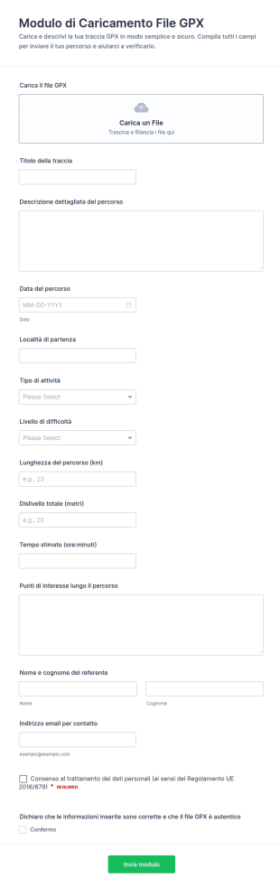 Modulo Di Caricamento File GPX