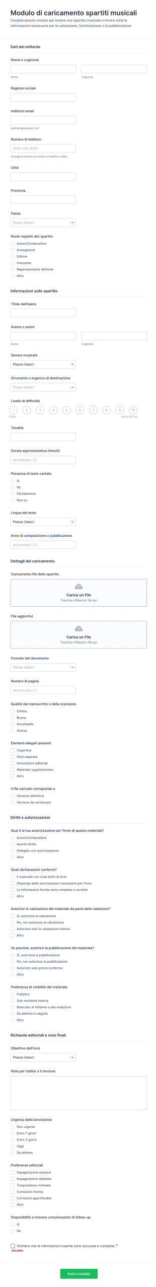 Modulo Di Caricamento Spartiti