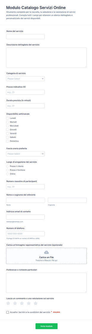 Modulo Di Catalogo Servizi