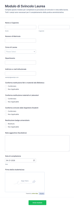 Modulo Di Certificazione Di Laurea
