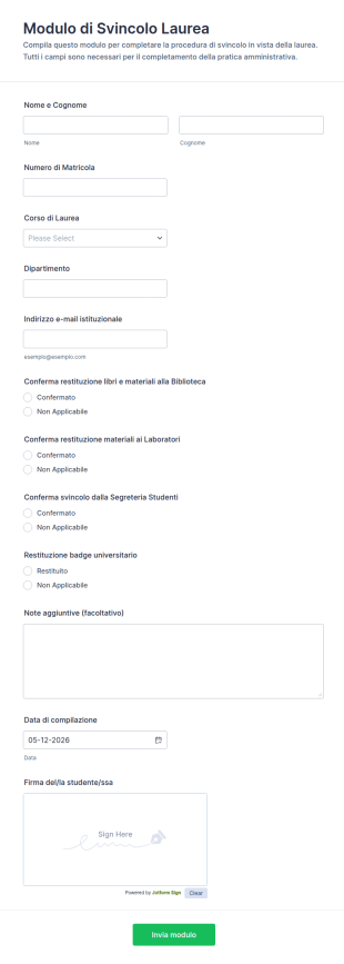 Modulo Di Certificazione Di Laurea