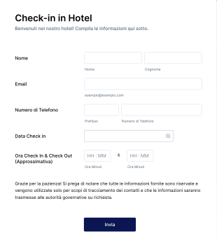 Modulo Di Check In In Hotel Form Template