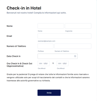 Modulo Di Check In In Hotel Form Template