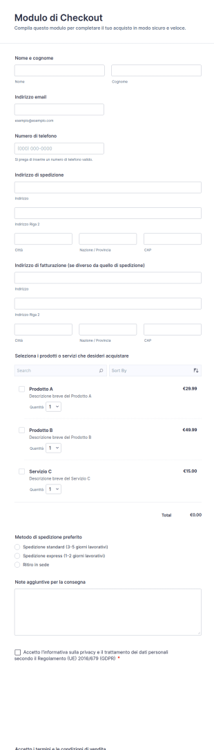 Modulo Di Checkout