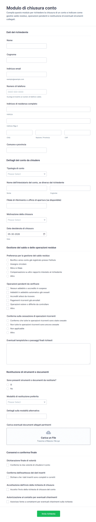 Modulo Di Chiusura Account