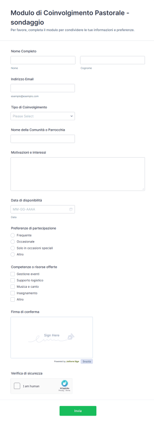 Modulo Di Coinvolgimento Pastorale Sondaggio