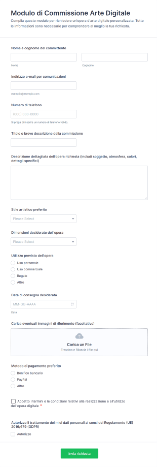 Modulo Di Commissione Arte Digitale