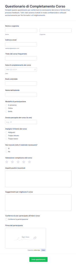 Modulo Di Completamento Del Corso