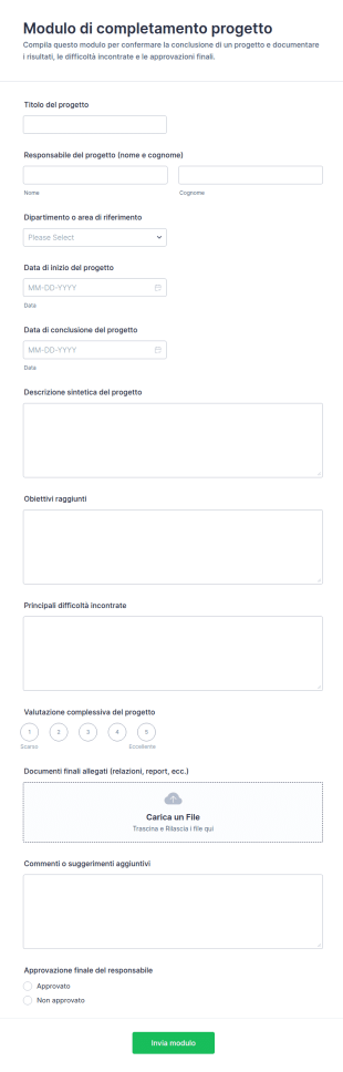 Modulo Di Completamento Progetto