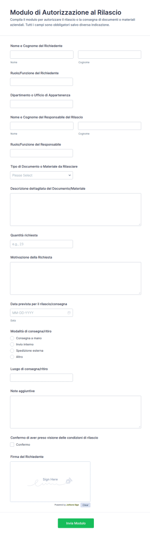 Modulo Di Comunicazione Di Rilascio