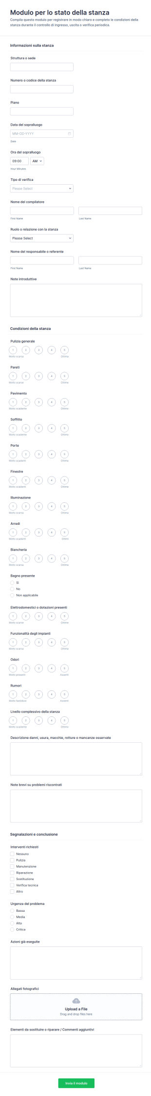 Modulo Di Condizione Della Stanza