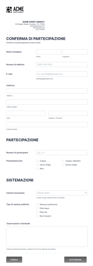 Modulo Di Conferma Di Partecipazione
