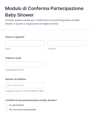 Modulo Di Conferma Partecipazione Baby Shower