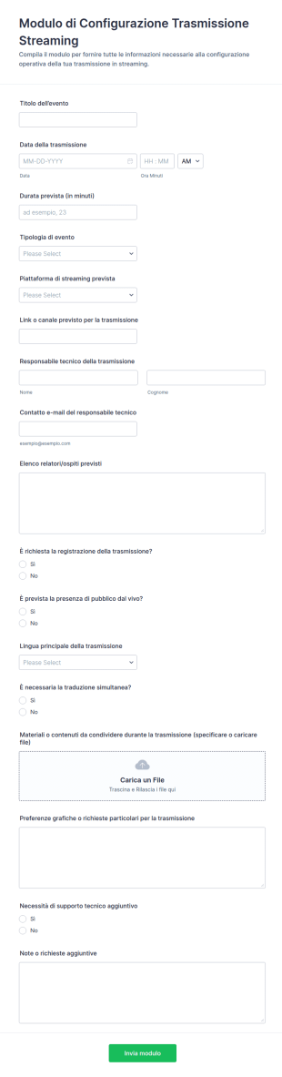 Modulo Di Configurazione Dello Streaming