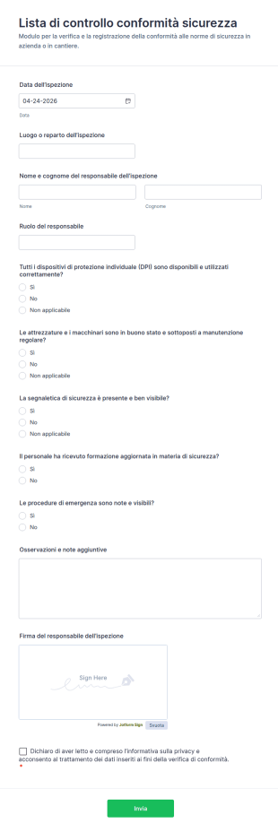 Modulo Di Conformità Alla Sicurezza