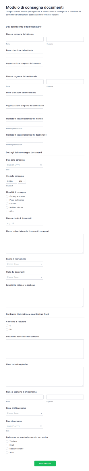 Modulo Di Consegna Documenti