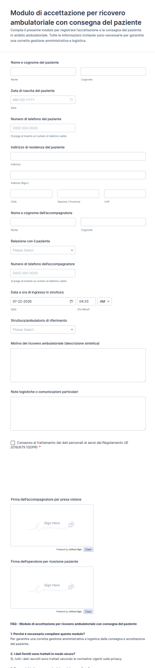 Modulo Di Consegna Ospedaliera