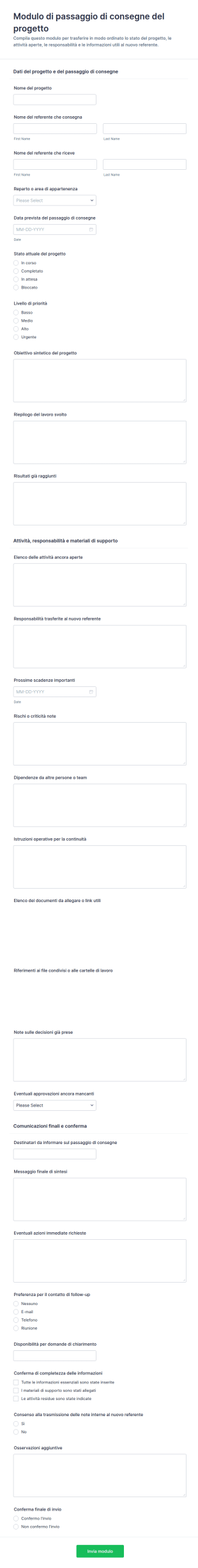 Modulo Di Consegna Progetto