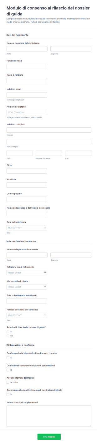 Modulo Di Consenso Al Rilascio MVR