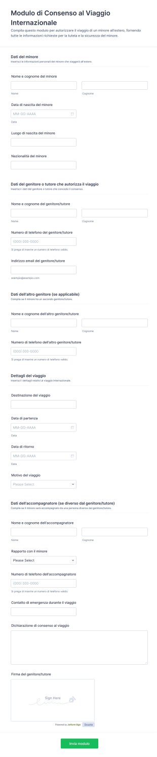 Modulo Di Consenso Al Viaggio Internazionale