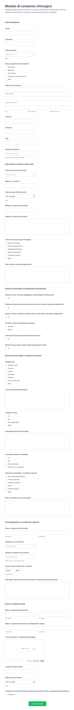 Modulo Di Consenso Chirurgico