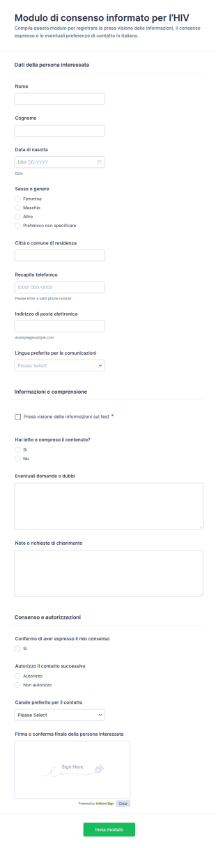 Modulo Di Consenso HIV