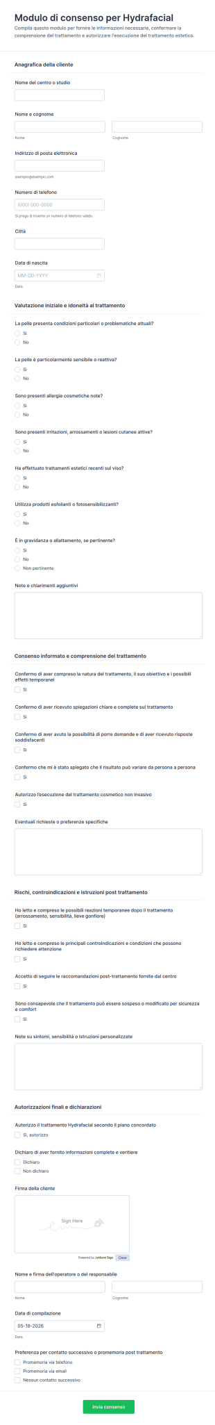 Modulo Di Consenso Hydrafacial