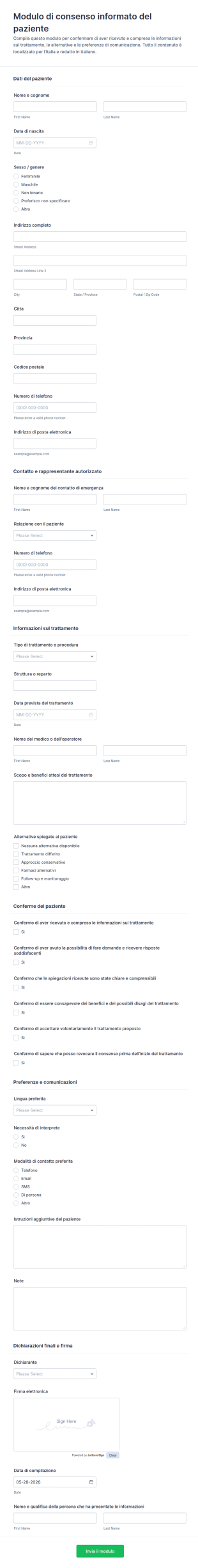 Modulo Di Consenso Informato Per Pazienti
