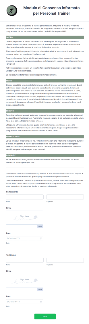 Modulo Di Consenso Informato Per Personal Trainer