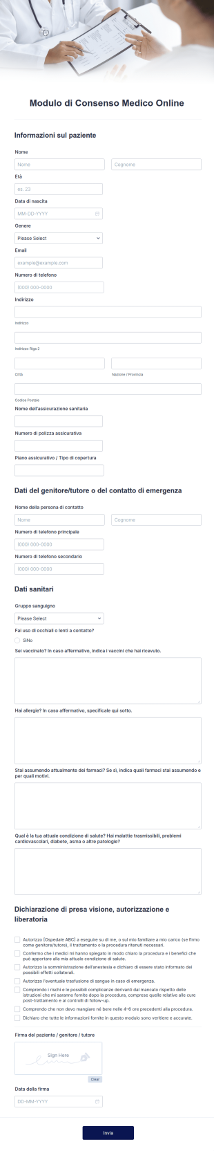 Modulo Di Consenso Medico Online