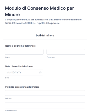 Modulo Di Consenso Medico Per Minore
