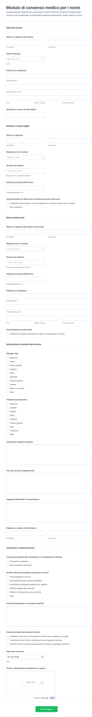 Modulo Di Consenso Medico Per Nonni