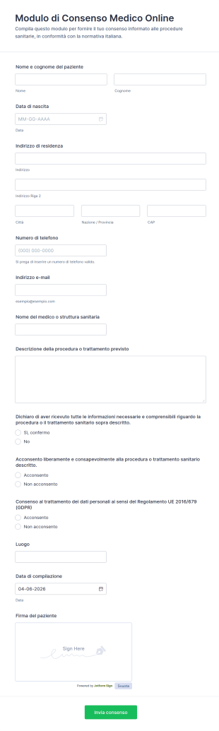 Modulo Di Consenso Medico