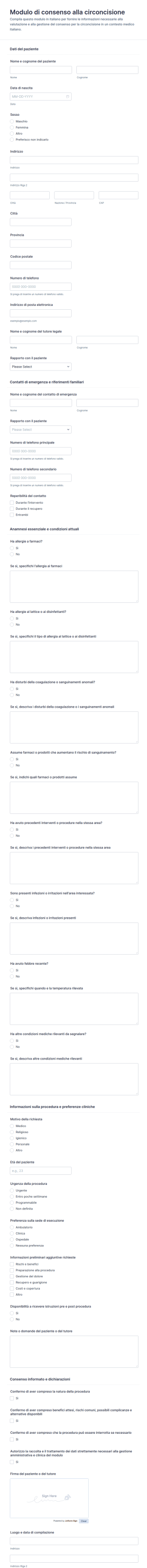 Modulo Di Consenso Per Circoncisione