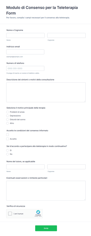 Modulo Di Consenso Per La Teleterapia Form