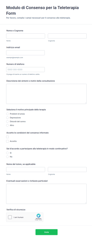 Modulo Di Consenso Per La Teleterapia Form