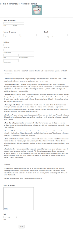 Modulo Di Consenso Per L'estrazione Dentale