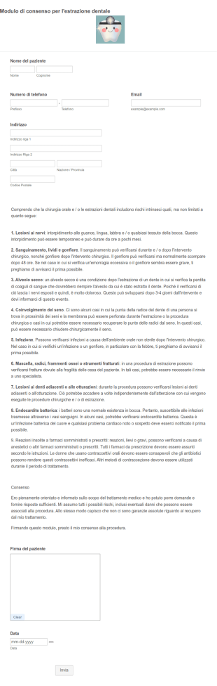Modulo Di Consenso Per L'estrazione Dentale