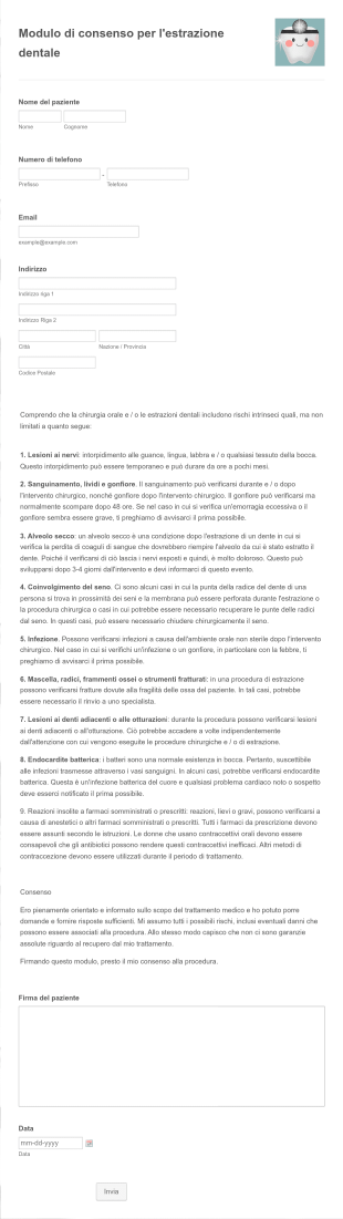 Modulo Di Consenso Per L'estrazione Dentale Form Template
