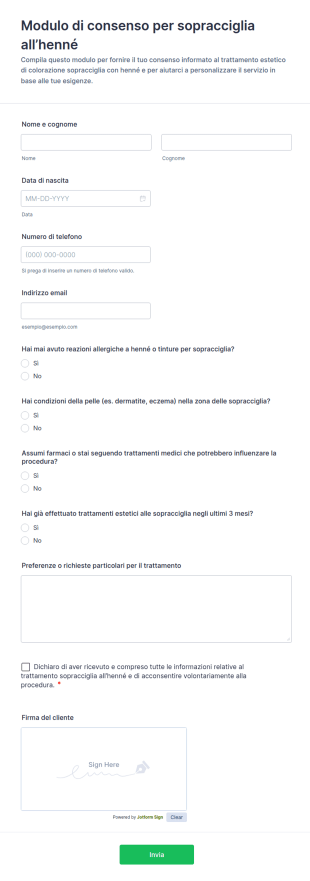Modulo Di Consenso Per Trattamenti Di Bellezza