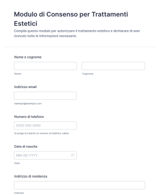 Modulo Di Consenso Per Trattamenti Estetici