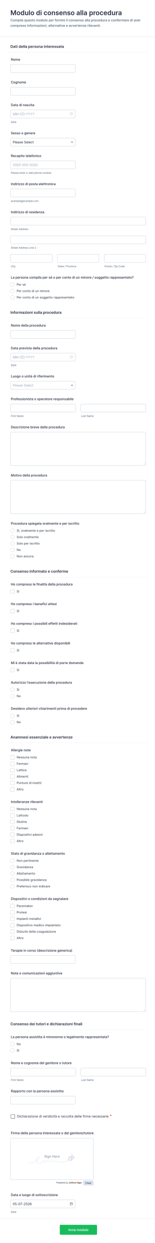 Modulo Di Consenso Procedurale