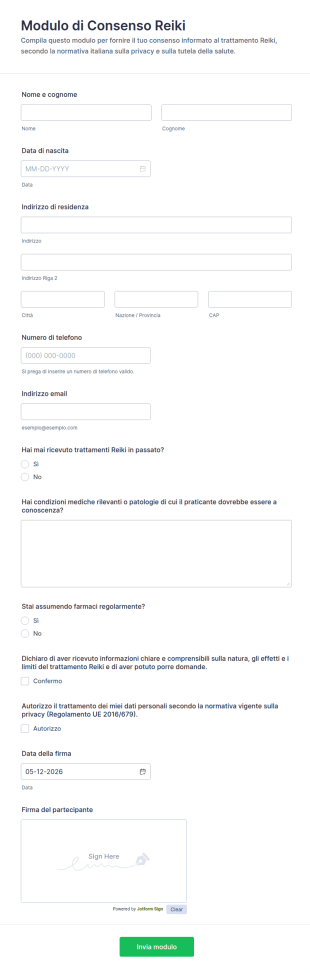 Modulo Di Consenso Reiki