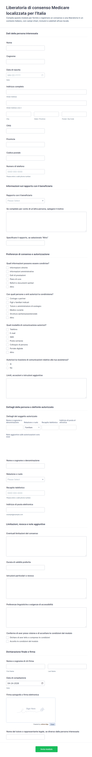 Modulo Di Consenso Sanitario