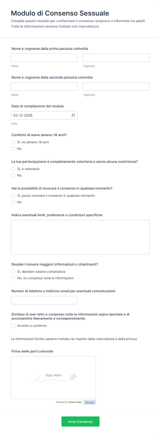 Modulo Di Consenso Sessuale